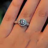 装饰戒指 仿真钻戒女925纯银1克拉钻石戒指日韩饰品求结婚对戒