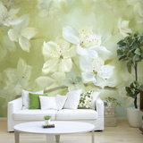 欧式清新田园创意抽象壁纸 白色樱花环保卧室电视背景墙壁纸壁画