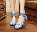 中式老北京布鞋女时尚坡跟舒适时装古代鞋子绣花鞋民族风古装汉服