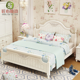 韩式田园床实木床简约欧式床双人储物床1.8 高箱大床公主床单白色