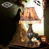 美式乡村复古风手绘床头灯地中海欧式结婚庆蕾丝客厅卧室装饰台灯