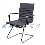 长沙御翡钢制结构电脑椅家用办公椅时尚椅子皮面弓形椅低背酷黑PU