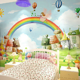儿童房卡通电视背景墙墙纸 卧室壁纸3D大型壁画 蓝色地中海