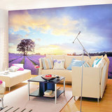 大型壁画 3d壁纸欧式薰衣草地风景 浪漫温馨卧室背景墙纸沙发背景