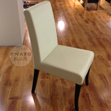实木餐椅 现代简约欧式餐椅 黑橡米白色咖啡色环保皮皮艺北欧餐椅