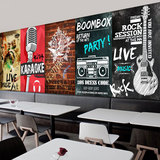 时尚欧式音乐墙纸个性创意餐厅咖啡厅酒吧休闲吧背景壁纸大型壁画