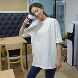 韩国ulzzang短袖T恤女学生宽松纯棉圆领白色体恤打底大码BF风原宿
