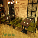 西餐厅咖啡厅桌椅组合皮布艺甜品店奶茶店小吃店餐饮餐馆饭店餐桌