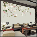 中式古代风格古典花鸟墙画壁画3D背景墙 客厅卧室三D壁纸4D墙布