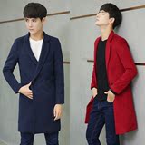 2016冬装男士保暖外套休闲装韩版修身男装中长款加棉大衣