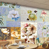 欧式油画田园花卉艺术复古餐厅客厅餐厅酒吧工装背景墙壁纸壁画