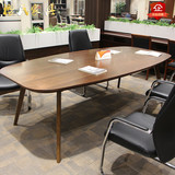 高档椭圆2.4米油漆实木会议桌办公桌简约现代时尚办公家具可定制