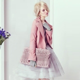 2016年秋款 欧美高端定制优雅时尚粉色长袖西装短外套女