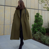 2016秋冬季超长款毛呢大衣蝙蝠袖宽松加厚廓型呢子外套女学生韩版