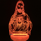 基督教耶稣立体灯新奇特七彩变色USB带遥控灯LED装饰实木底座台灯