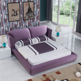 简约现代布艺床可拆洗时尚布床小户型1.8米双人床气动储物软靠床