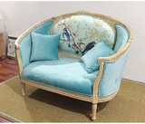 RH法式美式乡村实木橡木双人沙发椅复古做旧风化白小户型布艺沙发