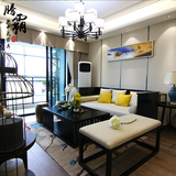 新中式实木沙发组合复古禅意家具现代小户型样板房客厅三人位沙发