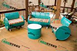 美式个性汽油桶造型桌椅创意茶几特色沙发椅圆凳工业风户外椅长凳