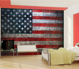3D大型壁画 欧式复古怀旧美国国旗KTV酒吧个性沙发电视背景墙纸