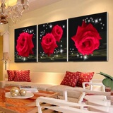 浪漫红玫瑰 客厅装饰画现代无框画餐厅壁画 卧室婚房板花卉抽象画