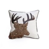 美式欧式北欧样板房鹿头皮鹿角方形抱枕 沙发靠垫床上靠枕飘窗垫