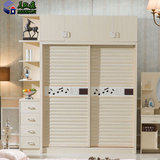 现代简约宜家卧室推拉滑移趟门衣橱柜大容量木质板式组装定制衣柜