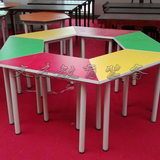 彩色梯形阅览桌 学生课桌椅 六边形电脑桌 书法桌 美术桌 组合桌