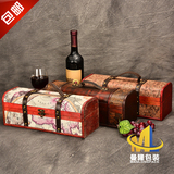 厂家批发 复古单支红酒木盒1瓶装葡萄酒木箱子仿古皮盒礼品包装盒