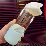 简约情侣水杯一对创意透明杯子 韩国太空杯玻璃水壶耐热 防爆便携