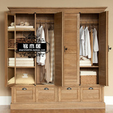 法式实木家具 美式乡村复古风格实木衣柜 四门百叶衣柜 可定制