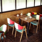 美式餐桌咖啡厅桌椅混搭复古loft实木特色餐馆主题餐厅桌椅方桌
