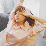 韩国真丝2016新款夏款睡衣套装女衬衫冰丝绸家居服粉色短袖仿韩版