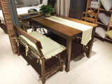 进口纯实木餐桌橡胶木长方形小户型饭桌4人6人实木餐桌椅凳子宜家