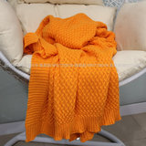 高档橙色橘色毛线毯现代简约家居样板房别墅搭毯搭巾沙发床尾毯