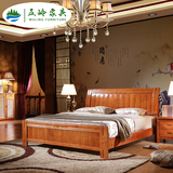 实木床现代中式橡木高箱储物双人床1.5米1.8米大床经济型卧室家具