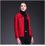 高端双面羊绒短款大衣红色显瘦韩版手工长袖2016新春季毛呢外套女