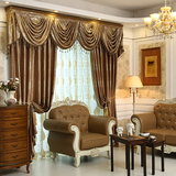 科威定制飘窗帘成品欧式中式简约咖啡纯色遮光布窗幔帘头窗帘
