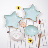 创意个性瓷餐具菜盘陶瓷器平盘卡通碟子早餐水果星星和鱼形状盘子