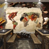 个性3D复古中式火锅店墙纸壁画料理店餐厅饭店定制背景墙创意地图