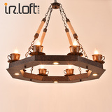 美式创意个性复古铁艺吊灯loft酒吧餐厅客厅蜡烛台茶杯吊灯灯饰