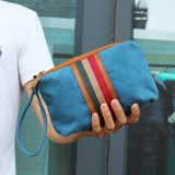 新韩版手包男士手拿包帆布女士休闲手抓包潮便携小包包手机零钱包