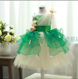 六一蓬蓬表演女童绿色公主裙花童礼服婚纱幼儿舞蹈成人儿童演出服