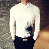 2016秋季发型师衬衫男长袖修身韩版青年个性夜店休闲衬衣英伦潮