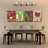 餐厅抽象画食谱装饰画现代简约三联画无框画墙画厨房壁画饭厅挂画