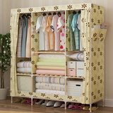 简易布艺衣柜折叠组装儿童收纳衣橱加固布衣柜牛津布实木双人柜子