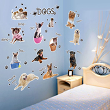 宠物店3D仿真可爱卧室动物儿童房狗狗墙贴纸客厅宠物猫咪教室贴画