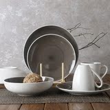 创意个性陶瓷器餐具四件套 现代简约家用碗盘套装 餐盘汤盆马克杯