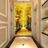 3d立体玄关墙纸壁纸壁画 客厅走廊过道背景墙 空间延伸黄金大道