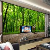 3D立体树林麋鹿风景大型壁画卧室沙发客厅电视背景墙纸无纺布壁纸